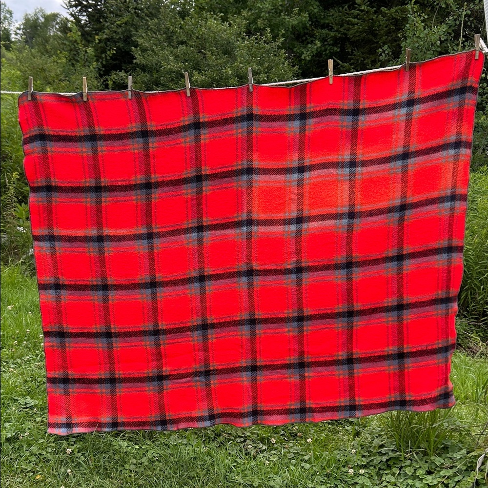 Vintage Chatham Blanket Plaid Stadium Throw Acrylic Rustic MCM Western Americana